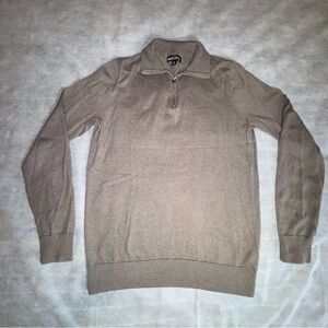 J Crew Mercantile Merino Wool Blend Men's Quarter Zip Sweater Brown Sz MT